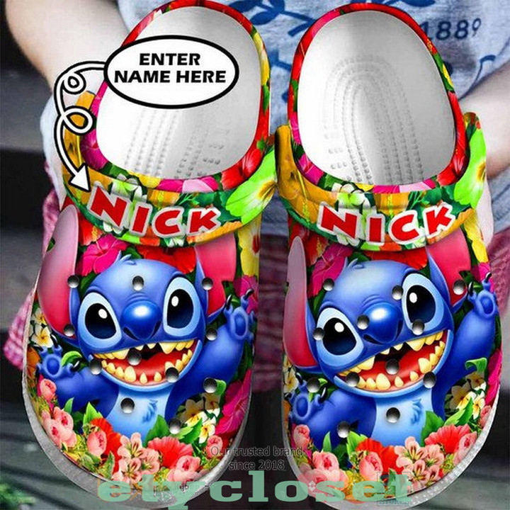 Stitch Flower Disney Custom Shoes Crocs Clog For Women Daughter - MCM-CR323
