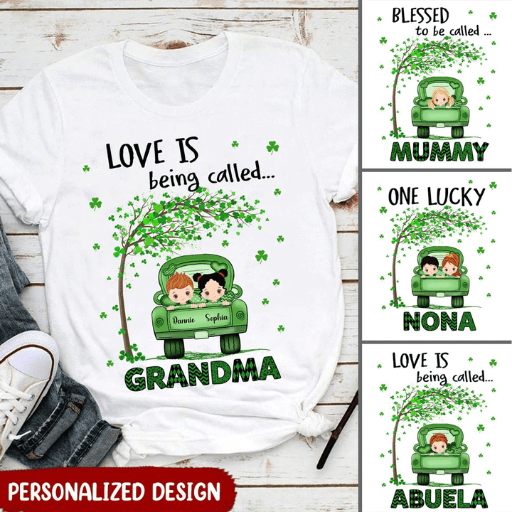 Love Is Being Called GRANDMA, Green Truck With Lovely Kids - St. Patrick's Day Dorin Personalized Dorin T-shirt LPL24JAN22NY2