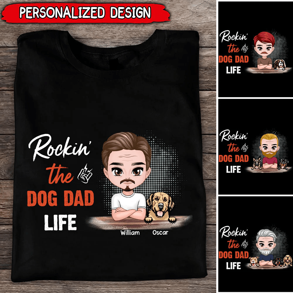 Rockin‘ Dog Dad Life Old Man Dorin Personalized Dark Color Shirt NVL11FEB22TP1