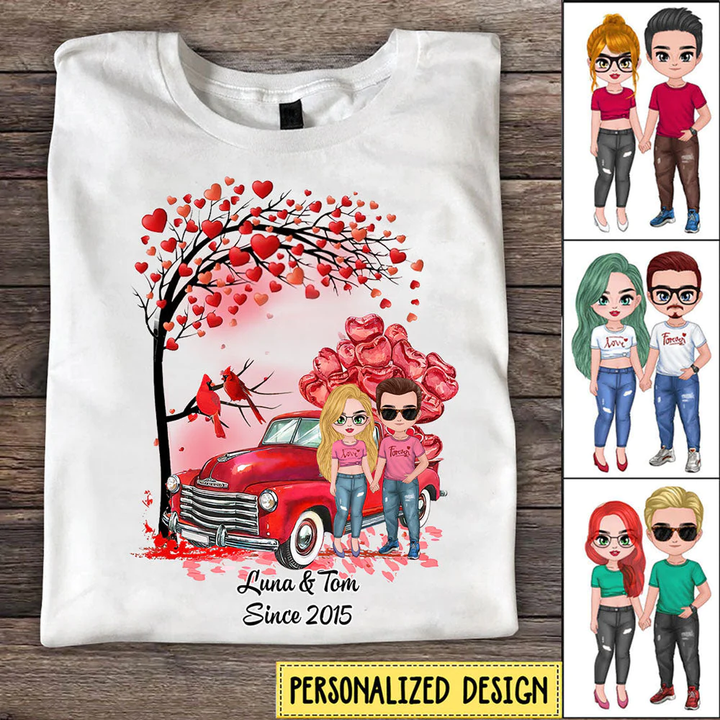 Couple With Red Truck Loading Love Under A Lovely Tree Shirt Ntk25jan22sh1