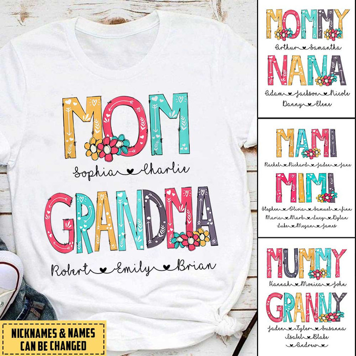 Personalized Mom Grandma with Grandkids Name Dorin T-shirt NLA15FEB22VN1