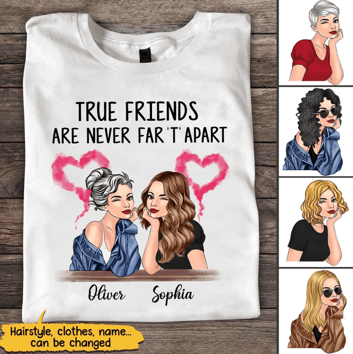 True Friends Are Never Fart Apart Heart Custom Gift For Bestie Best Friend Dorin T-shirt DHL23FEB22CT1