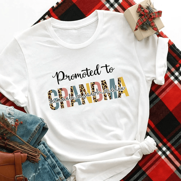 Gift For Grandma Promoted To Grandma Personalized T-Shirt