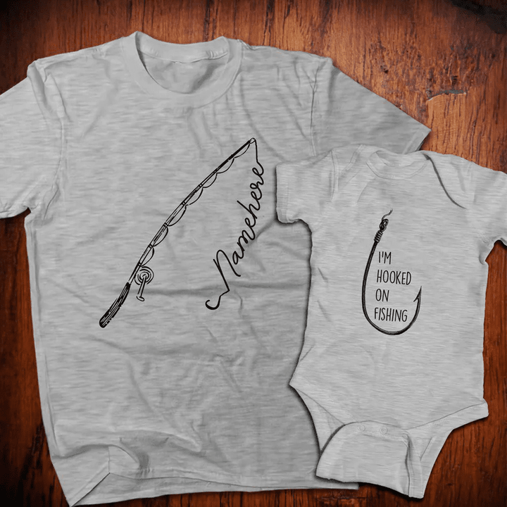 Personalized Dad And Son Matching I'm Hooked On Dad Fishing Matching T-shirt