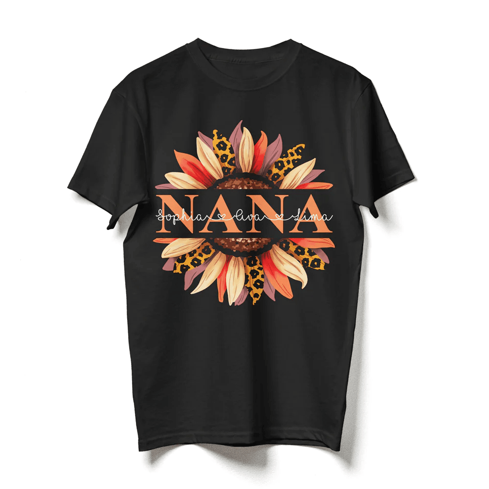 Grandma And Mom Sunflower Custom Name Hippie Spirit Personalized Shirt
