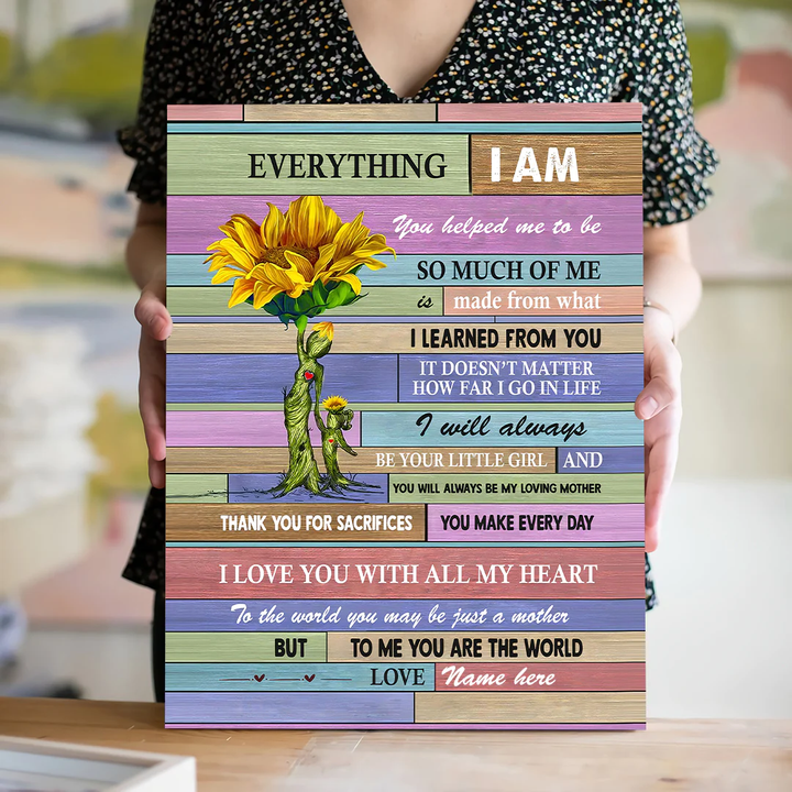 Mom Everything I Am Canvas Personalized Gift For Mom