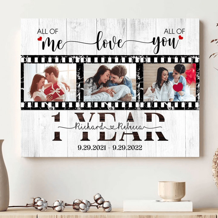 Wife Husband Love All 1st Anniversary Meaningful Personalized Canvas