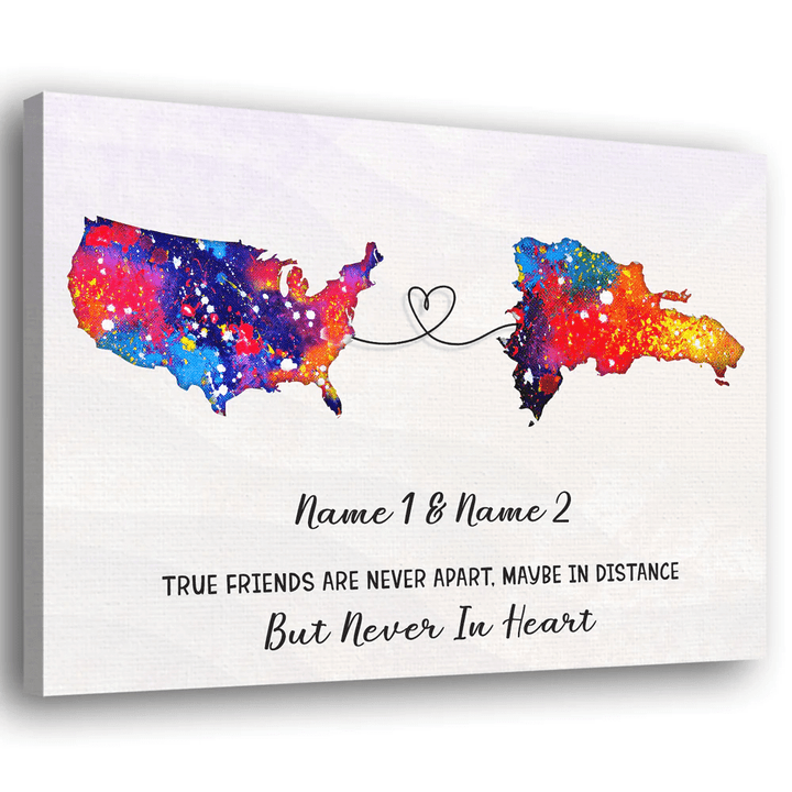 True Friends Are Never Apart Dominican Expats Gift Personalized Canvas
