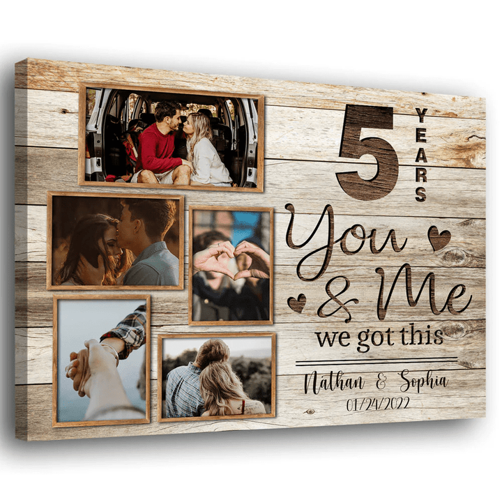 Couple You And Me 5 Years Wedding Anniversary Personalized Canvas