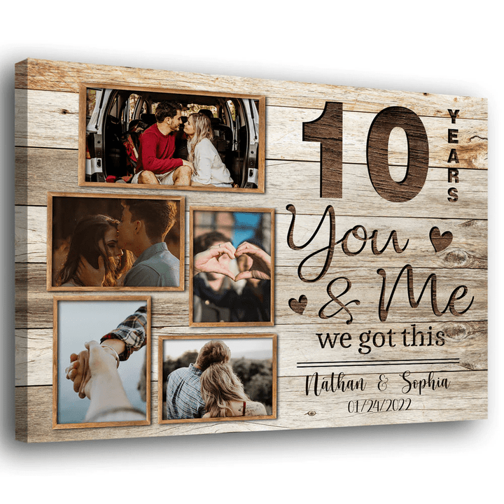 Couple You And Me 10 Years Wedding Anniversary Personalized Canvas
