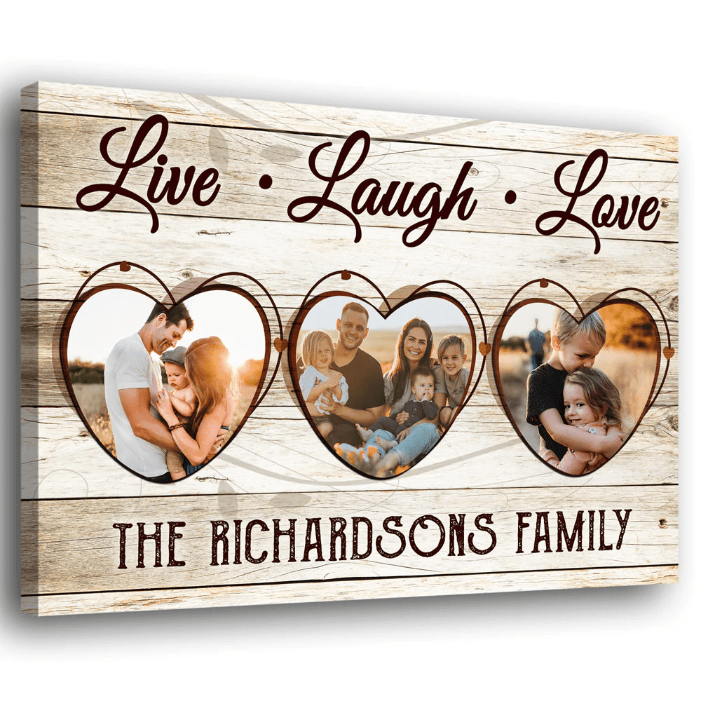Family Live Laugh Love Motivational Hearts Personalized Canvas