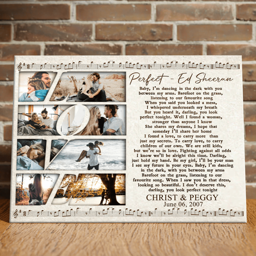 Couple Wife Husband Our First Dance Lyric Anniversary Personalized Canvas