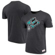 Men's Mitchell & Ness Heathered Black San Antonio Spurs Hardwood Classics Throwback Logo Tri-Blend Short Sleeve T-Shirt