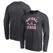 Men's Fanatics Branded Heathered Charcoal Atlanta Braves 2021 National League Champions Locker Room Long Sleeve T-Shirt