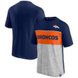 Men's Fanatics Branded Navy/Heathered Gray Denver Broncos Colorblock T-Shirt