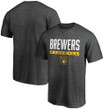 Men's Fanatics Branded Charcoal Milwaukee Brewers Win Stripe Logo T-Shirt