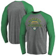 Men's Fanatics Branded Gray/Green Oakland Athletics True Classics Outfield Arc Raglan Long Sleeve T-Shirt