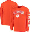 Men's Fanatics Branded Orange Clemson Tigers Distressed Arch Over Logo Long Sleeve Hit T-Shirt