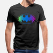 Men's V-Neck T-Shirt Batman Neon Logo Colors