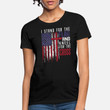 Women's T-Shirt Kneel For The Cross US Flag American Pride