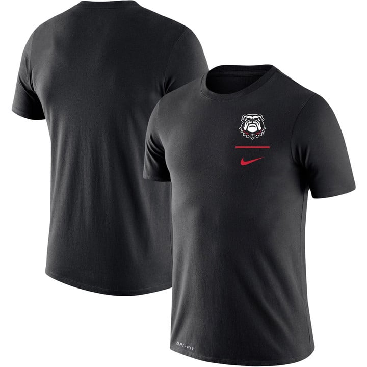 Men's Nike Black Georgia Bulldogs Mascot Logo Stack Legend Performance T-Shirt