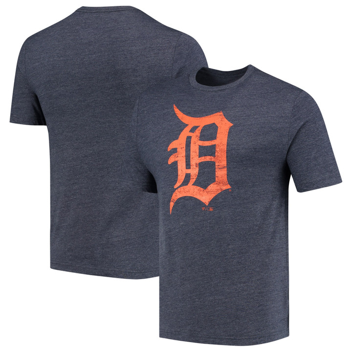 Men's Fanatics Branded Navy Detroit Tigers Weathered Official Logo Tri-Blend T-Shirt