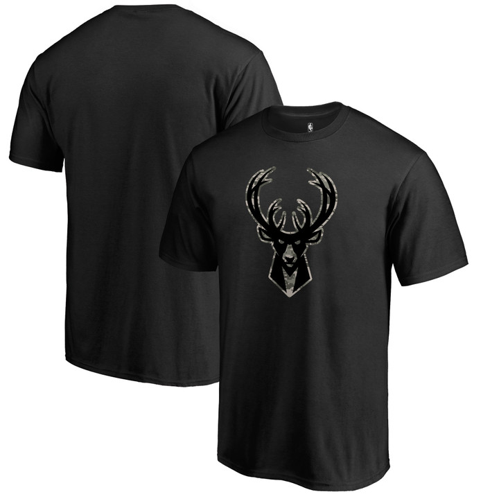 Men's Fanatics Branded Black Milwaukee Bucks Cloak Camo T-Shirt