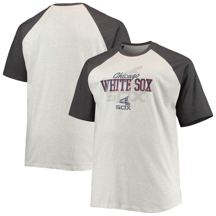 Men's Oatmeal/Heathered Charcoal Chicago White Sox Big & Tall Raglan T-Shirt