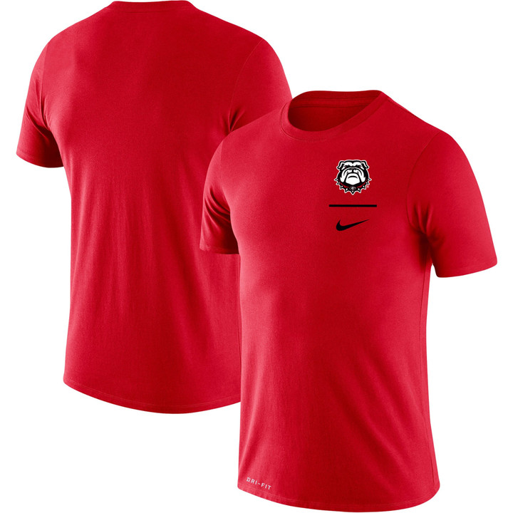 Men's Nike Red Georgia Bulldogs Mascot Logo Stack Legend Performance T-Shirt