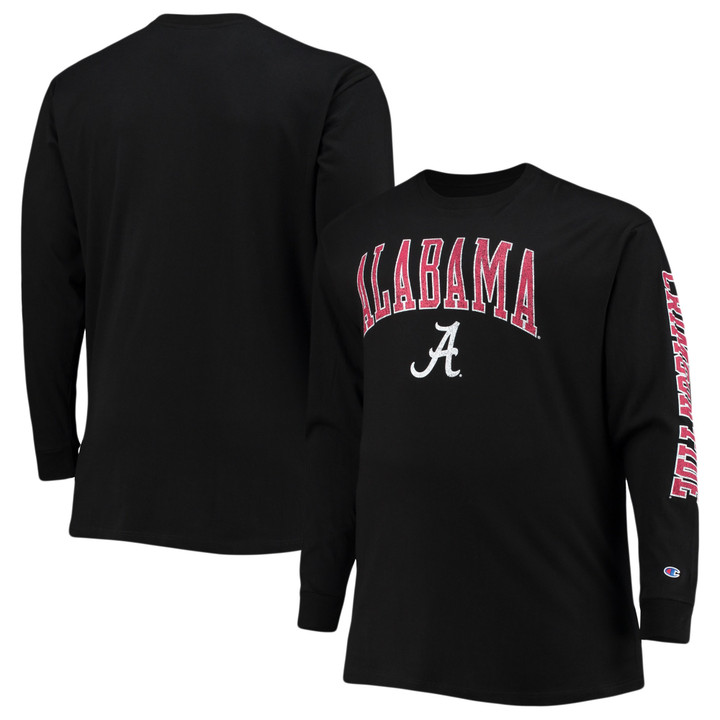 Men's Champion Black Alabama Crimson Tide Big & Tall 2-Hit Long Sleeve T-Shirt