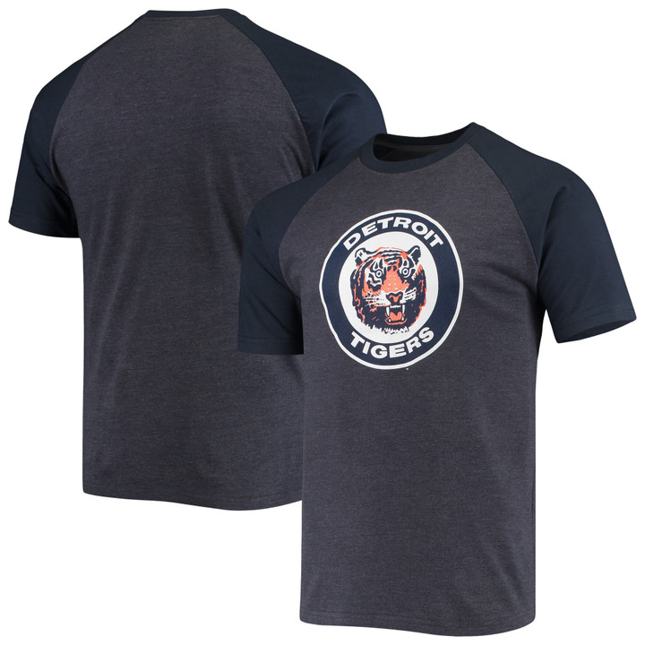 Men's Stitches Heathered Navy Detroit Tigers Raglan T-Shirt