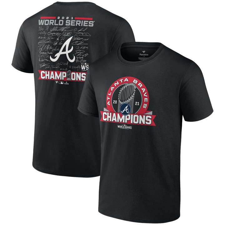 Men's Fanatics Branded Black Atlanta Braves 2021 World Series Champions Big & Tall Signature Roster T-Shirt