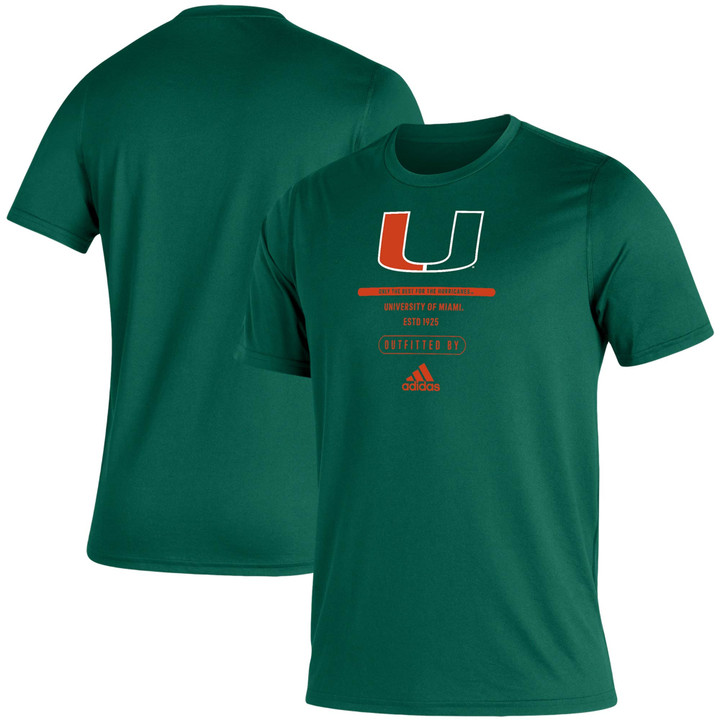 Men's adidas Green Miami Hurricanes Sideline Locker Tag Creator AEROREADY T-Shirt