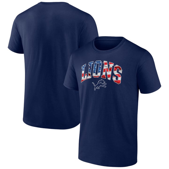 Men's Fanatics Branded Navy Detroit Lions Banner Wave Logo T-Shirt