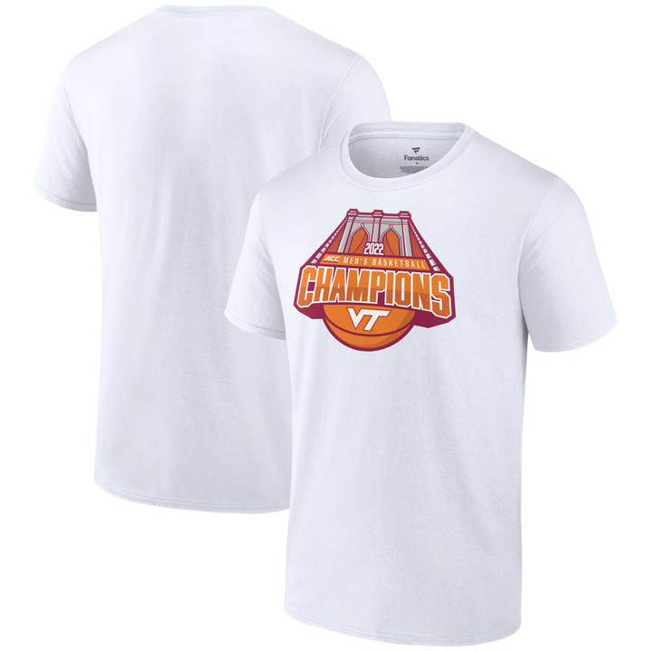 Men's Fanatics Branded White Virginia Tech Hokies 2022 ACC Men's Basketball Conference Tournament Champions T-Shirt