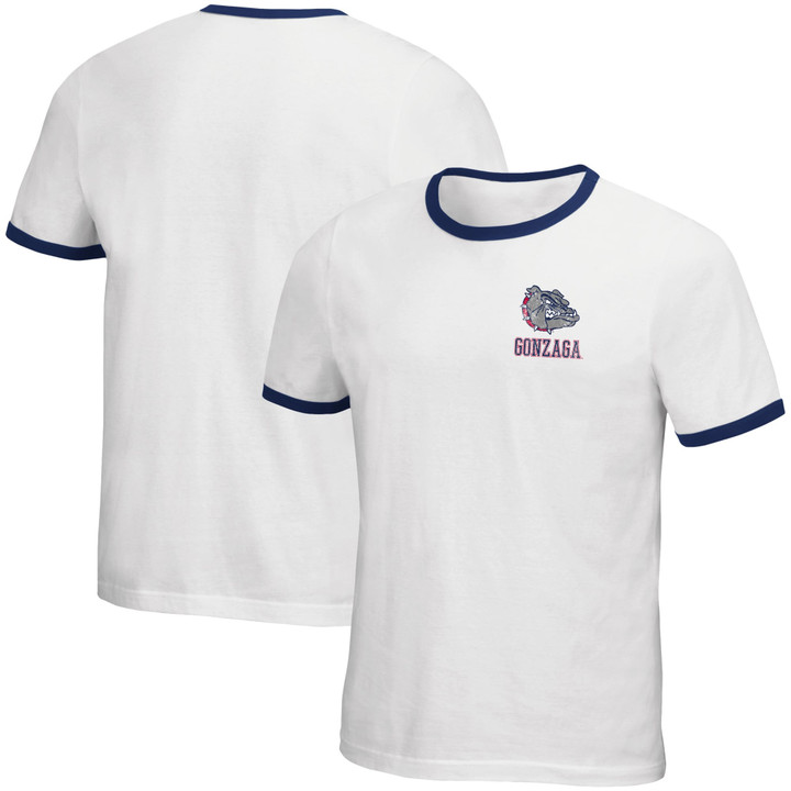 Men's Colosseum White Gonzaga Bulldogs Left Chest Ringer T-Shirt