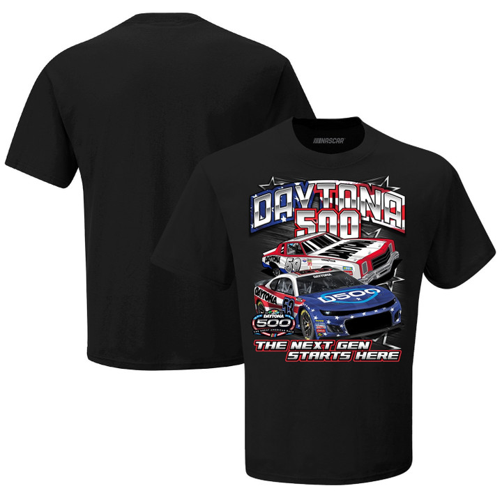 Men's Checkered Flag Black 2022 Daytona 500 Heritage T-Shirt
