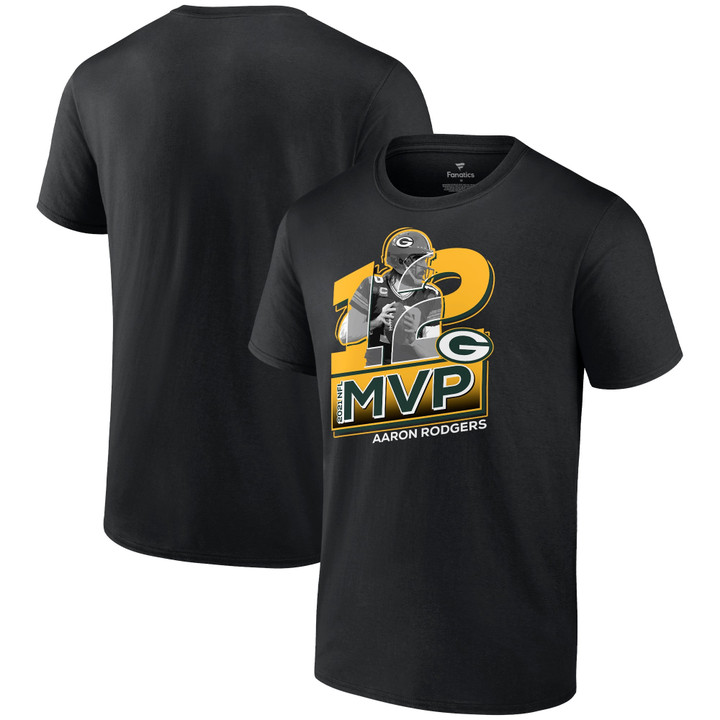Men's Fanatics Branded Aaron Rodgers Black Green Bay Packers 2021 NFL MVP T-Shirt