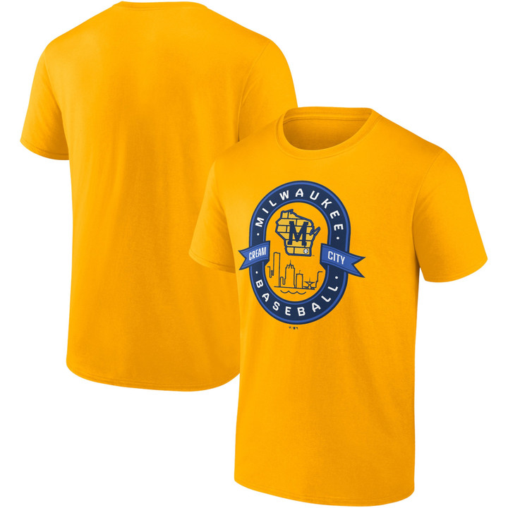 Men's Fanatics Branded Gold Milwaukee Brewers Iconic Glory Bound T-Shirt
