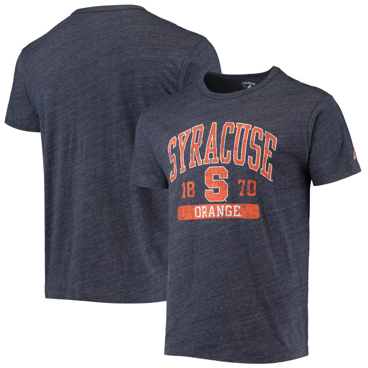 Men's League Collegiate Wear Heathered Navy Syracuse Orange Volume Up Victory Falls Tri-Blend T-Shirt