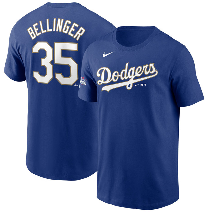 Men's Nike Cody Bellinger Royal Los Angeles Dodgers 2021 Gold Program Name & Number T-Shirt