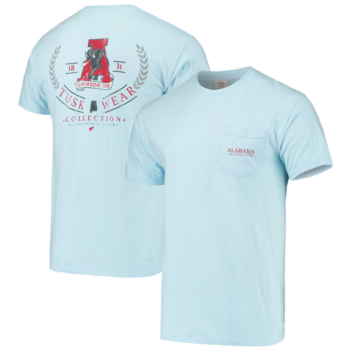 Men's Light Blue Alabama Crimson Tide Logo Arch Comfort Colors T-Shirt
