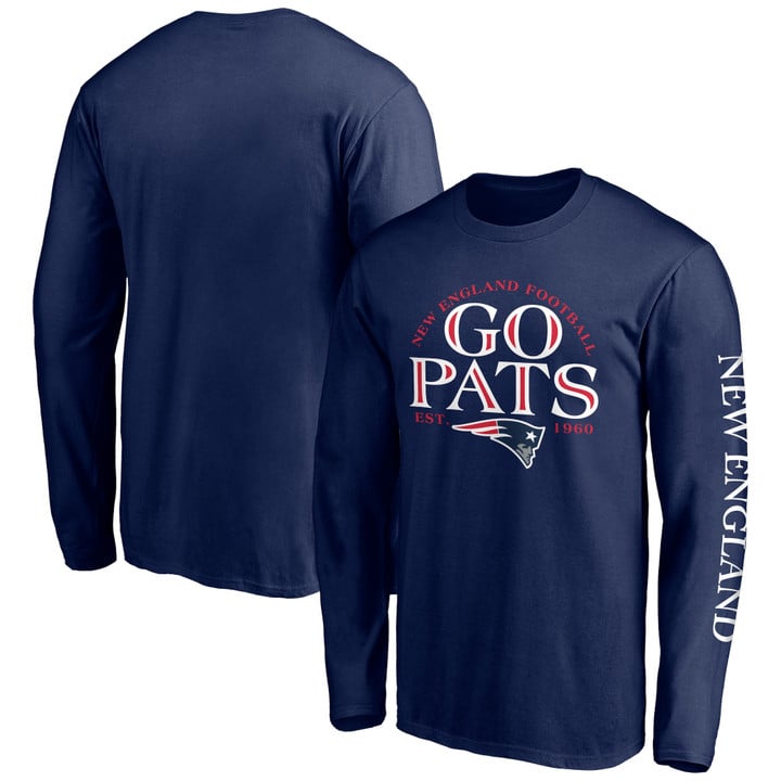 Men's Fanatics Branded Navy New England Patriots Hometown Collection Facemask Long Sleeve T-Shirt