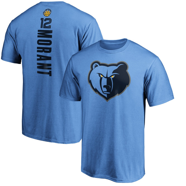 Men's Fanatics Branded Ja Morant Light Blue Memphis Grizzlies Playmaker Name & Number Team T-Shirt