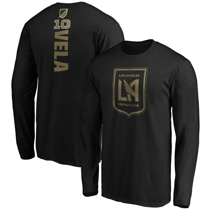 Men's Fanatics Branded Carlos Vela Black LAFC Playmaker Name & Number Long Sleeve T-Shirt