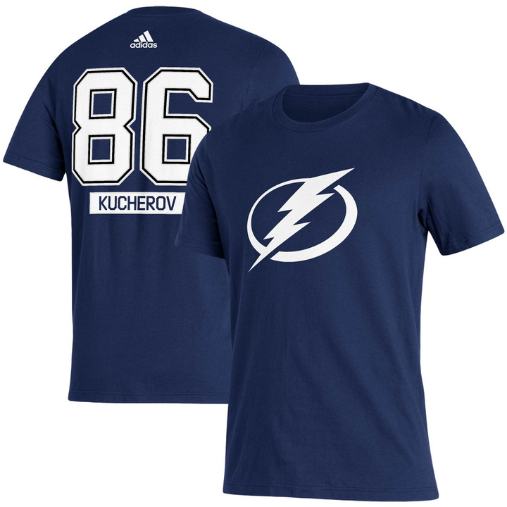Men's adidas Nikita Kucherov Blue Tampa Bay Lightning Player Name & Number T-Shirt