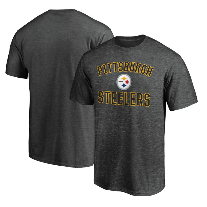 Men's Fanatics Branded Heathered Charcoal Pittsburgh Steelers Logo Big & Tall Victory Arch T-Shirt