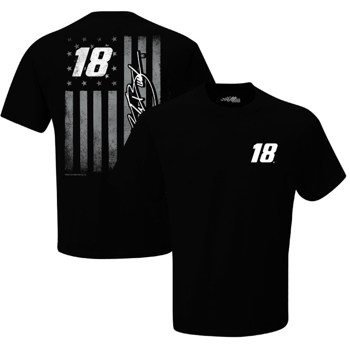 Men's Joe Gibbs Racing Team Collection Black Kyle Busch Exclusive Tonal Flag T-Shirt