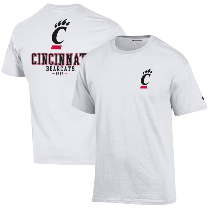 Men's Champion White Cincinnati Bearcats Stack 2-Hit T-Shirt