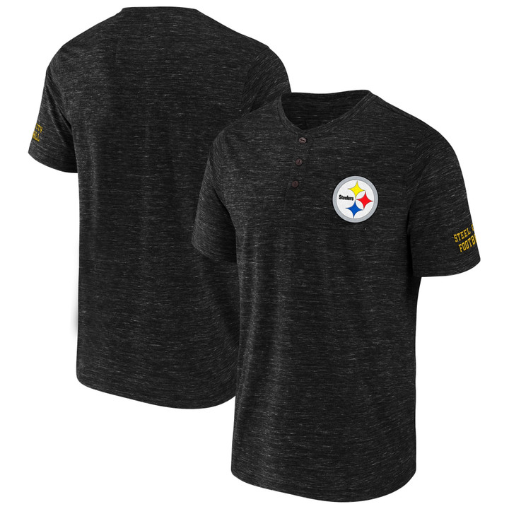 Men's NFL x Darius Rucker Collection by Fanatics Black Pittsburgh Steelers Slub Henley T-Shirt